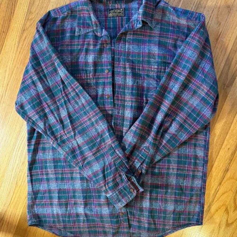 Eddie Bauer Sonoma Heathers Flannel Shirt Black Tag Men's Tall XL